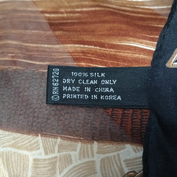 Adrienne Vittadini Brown Silk Oblong Rectangle Scarf - Picture 3 of 8